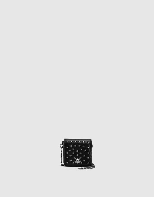 Studded Décor Vegan Leather Crossbody Bag