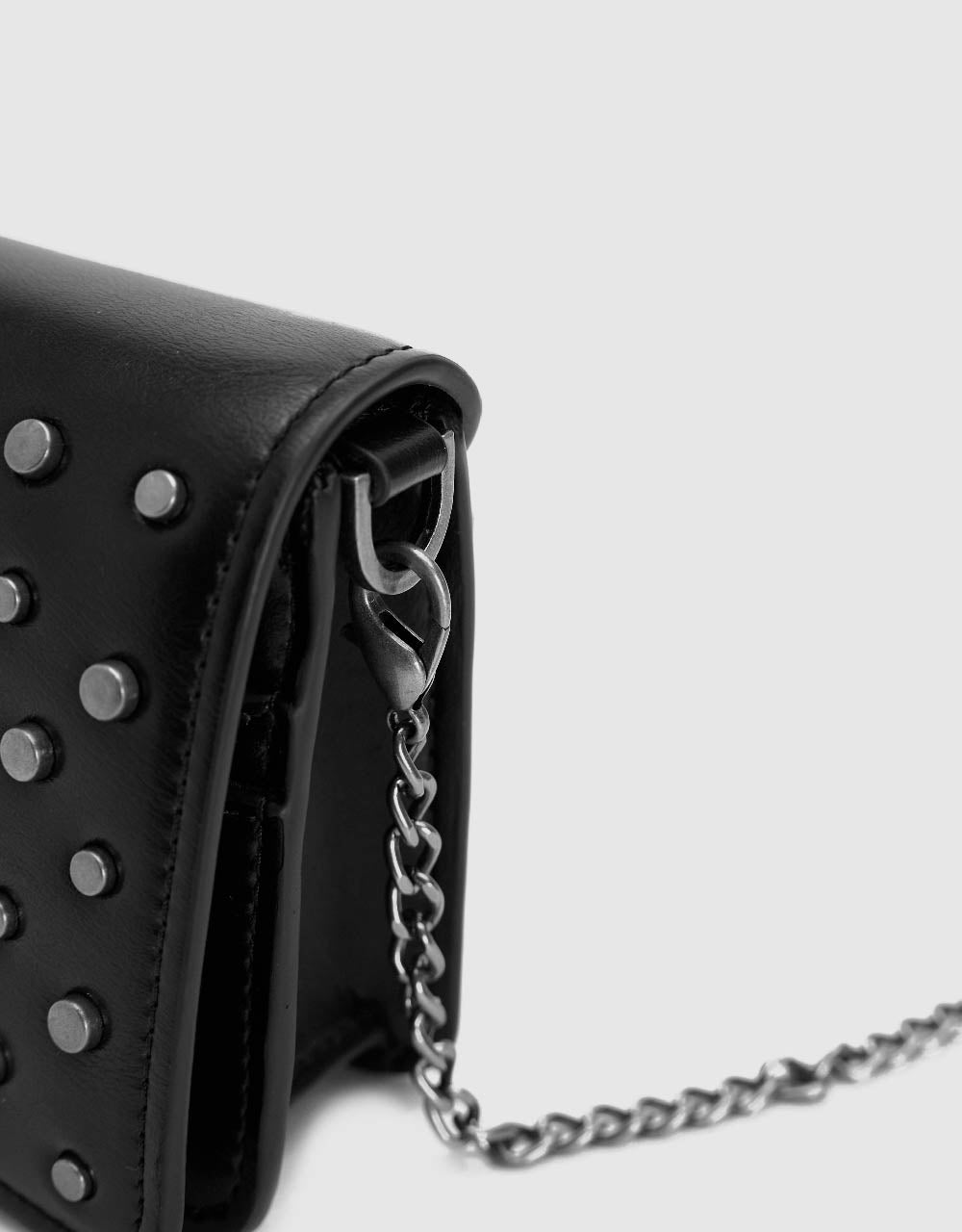 Studded Décor Vegan Leather Crossbody Bag