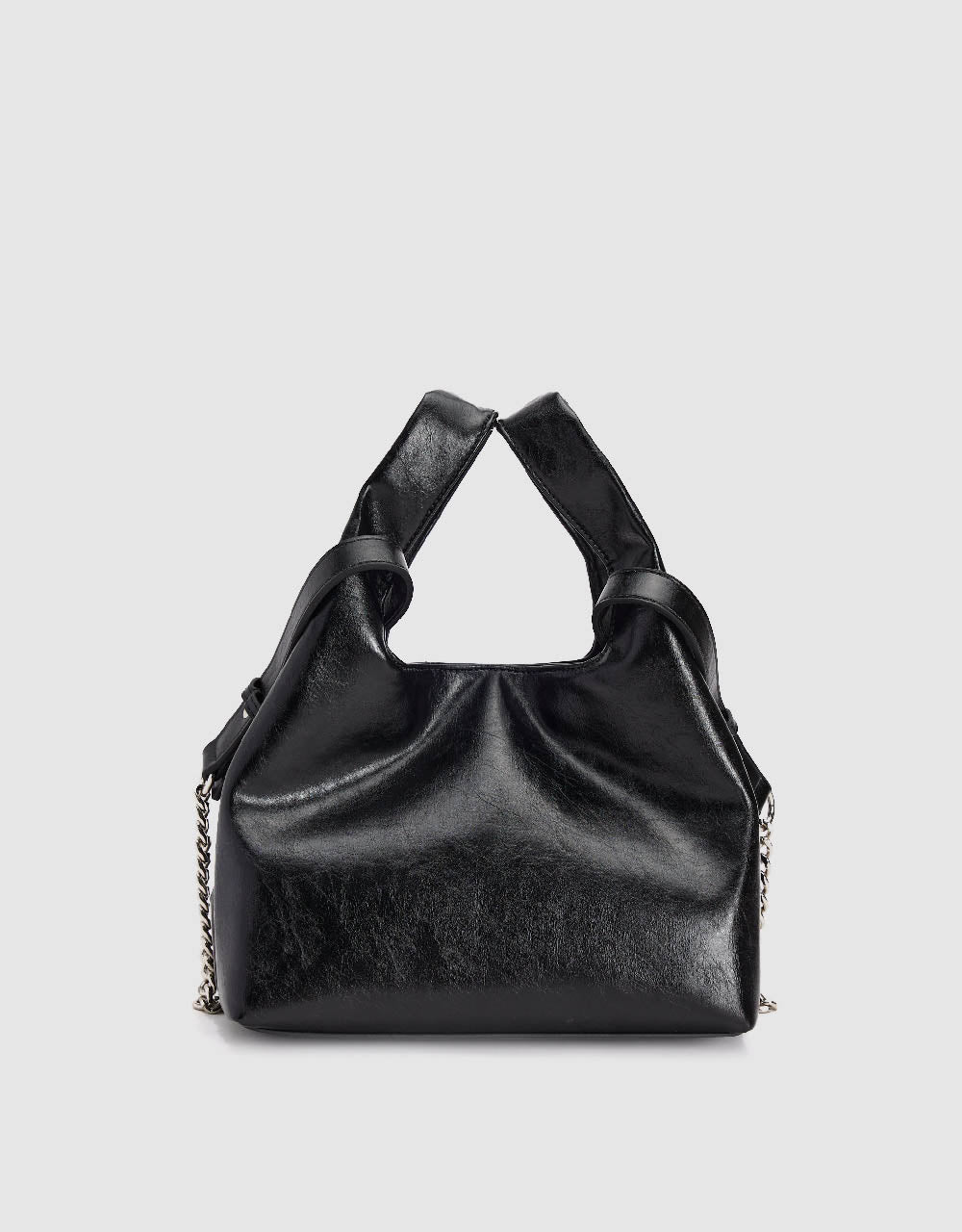 Buckle Décor Vegan Leather Shoulder Bag