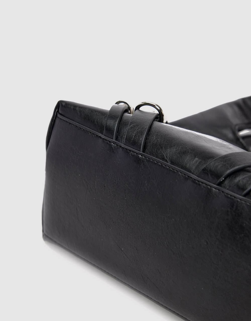 Buckle Décor Vegan Leather Shoulder Bag