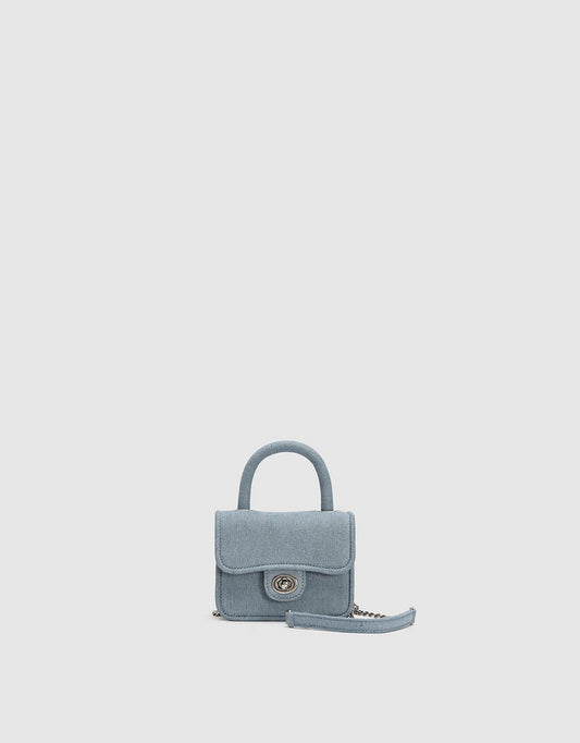 Stand Handle Denim Shoulder Bag