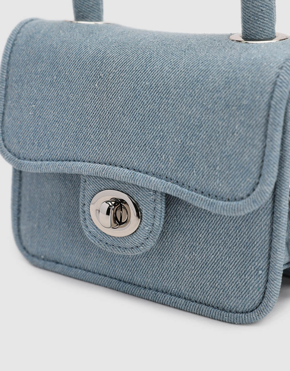 Stand Handle Denim Shoulder Bag