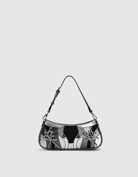 Two Toned Vegan Leather Shoulder Bag