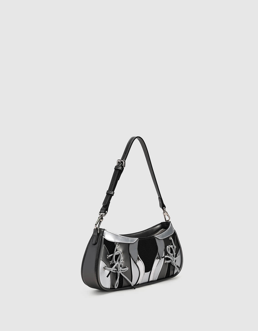 Two Toned Vegan Leather Shoulder Bag