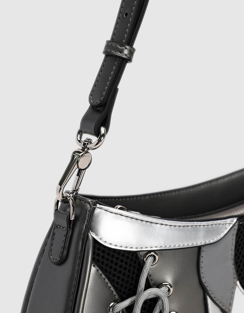 Two Toned Vegan Leather Shoulder Bag