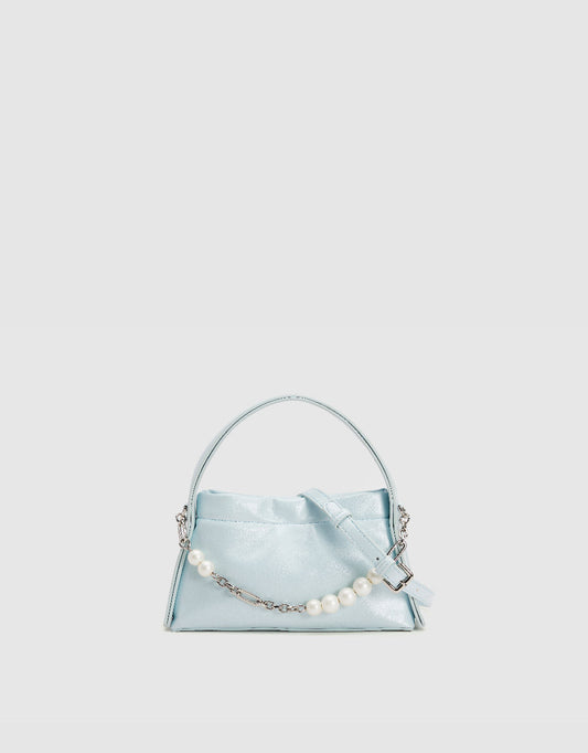 Pearl Décor Vegan Leather Shoulder Bag