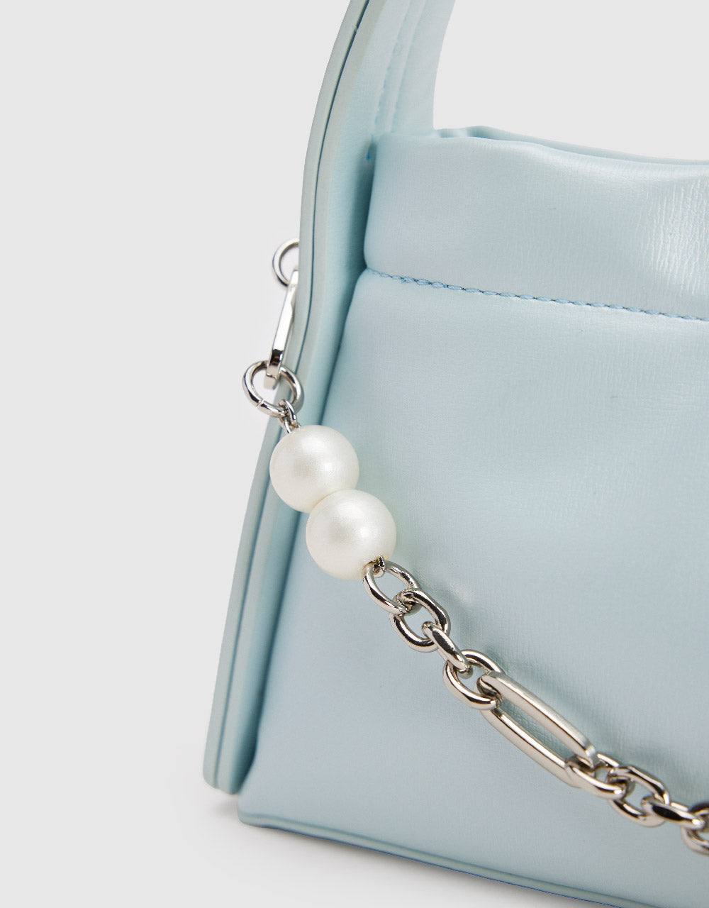 Pearl Décor Vegan Leather Shoulder Bag