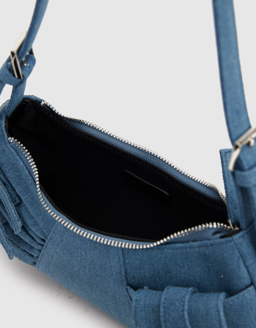 Buckles Décor Denim Shoulder Bag