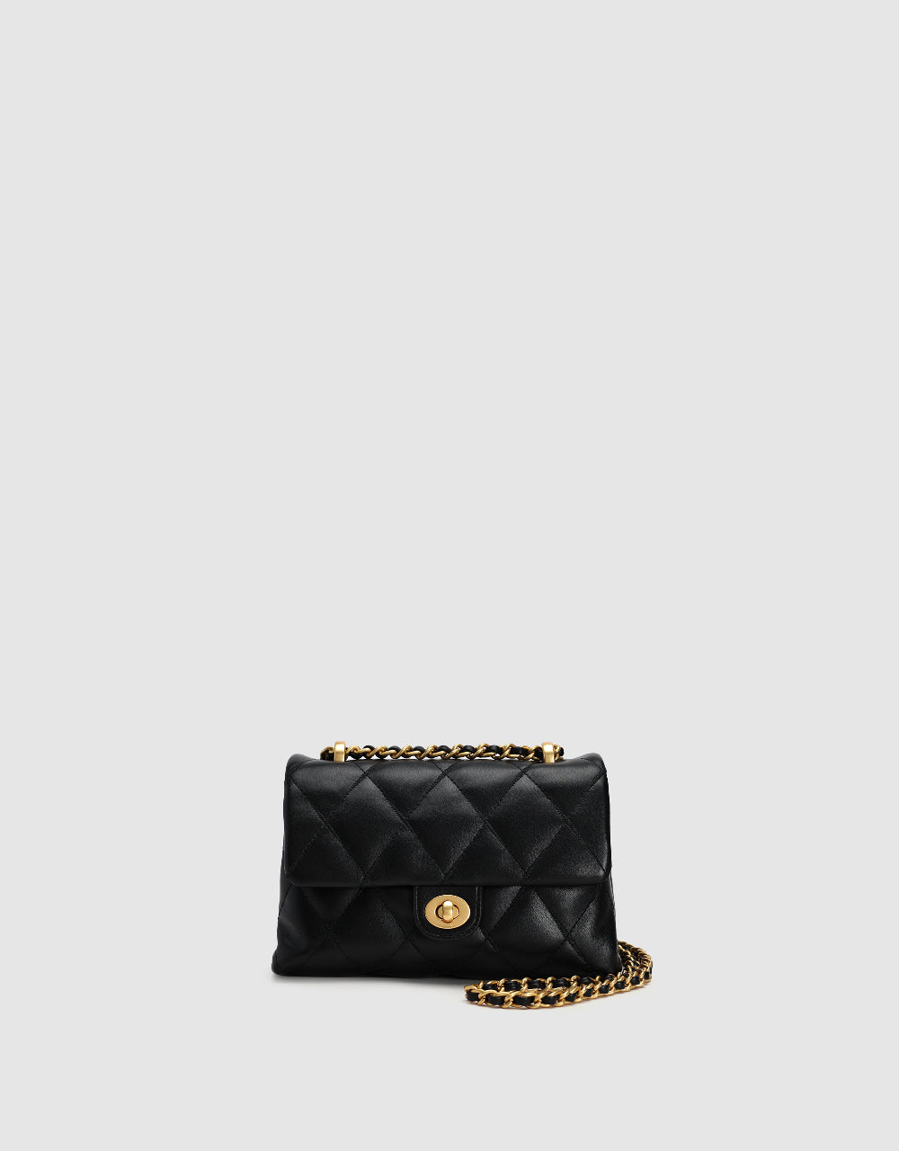 Quilted Embossed Vegan Leather Shoulder Bag