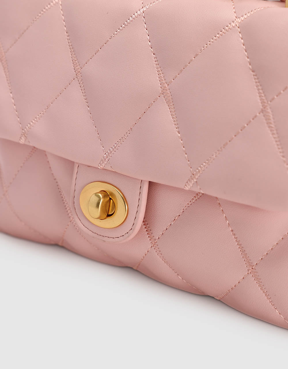 Quilted Embossed Vegan Leather Shoulder Bag