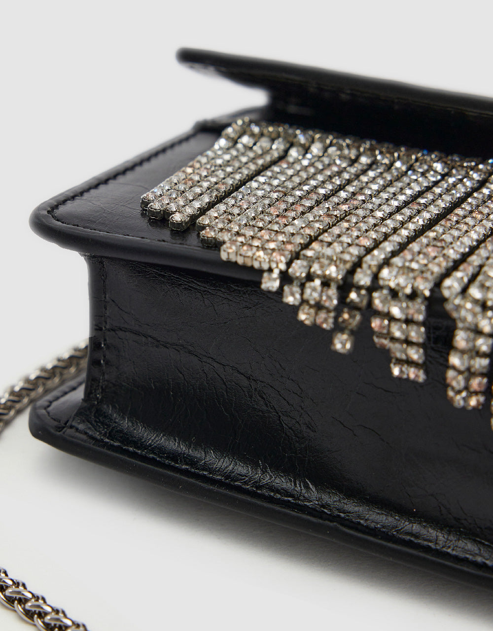 Rhinestone Décor Vegan Leather Shoulder Bag