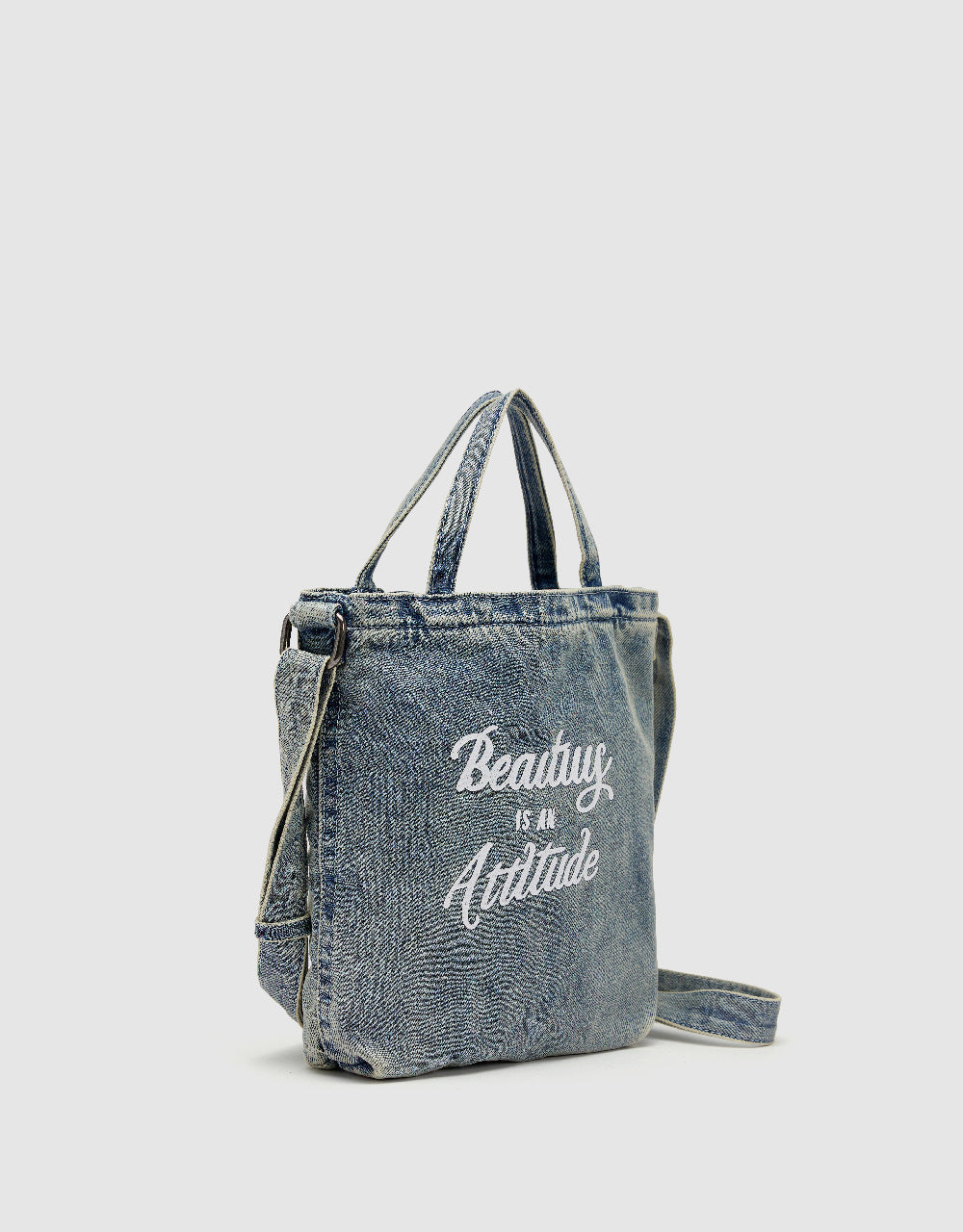 Letter Printed Denim Shoulder Bag