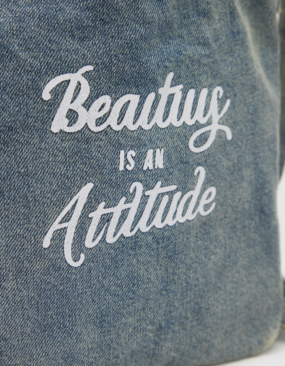 Letter Printed Denim Shoulder Bag