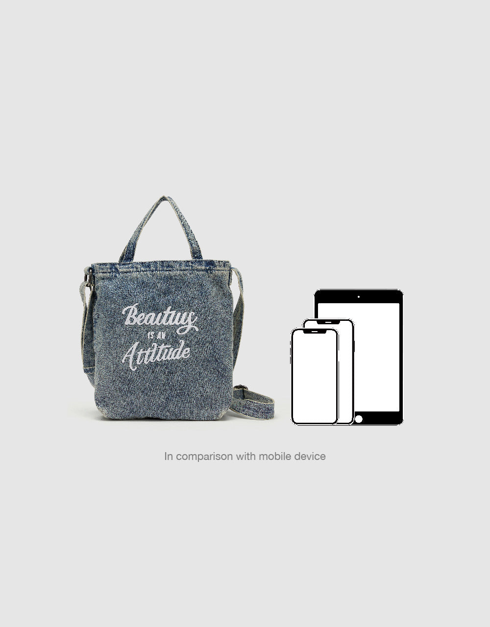 Letter Printed Denim Shoulder Bag