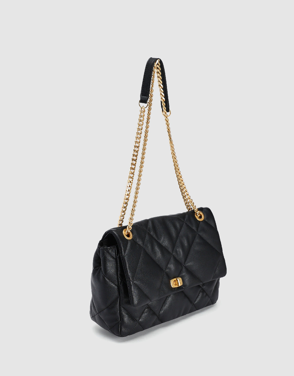 Quilted Embossed Vegan Leather Shoulder Bag