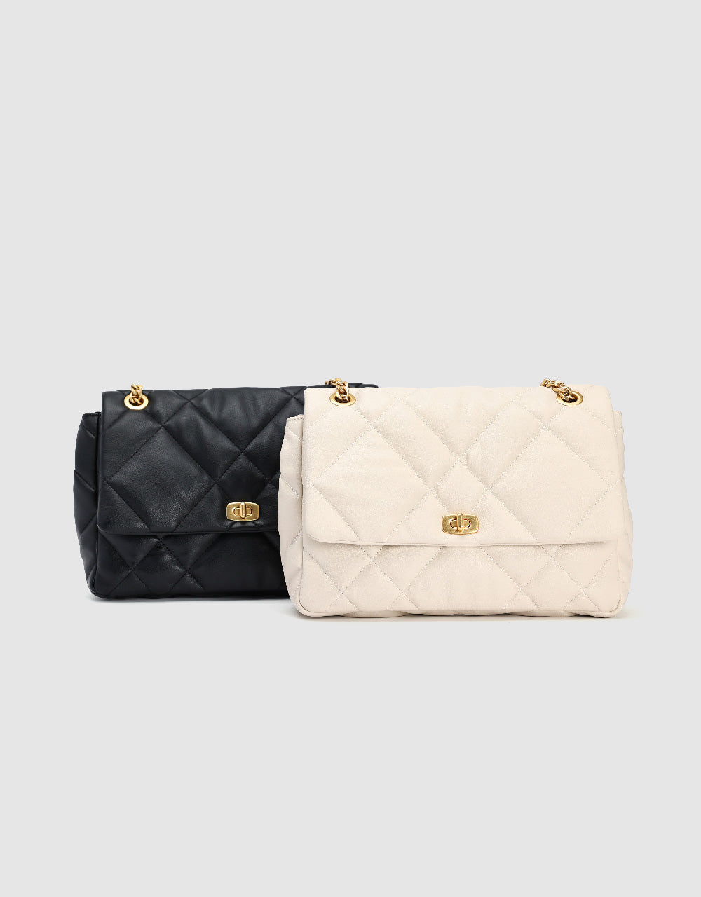 Quilted Embossed Vegan Leather Shoulder Bag