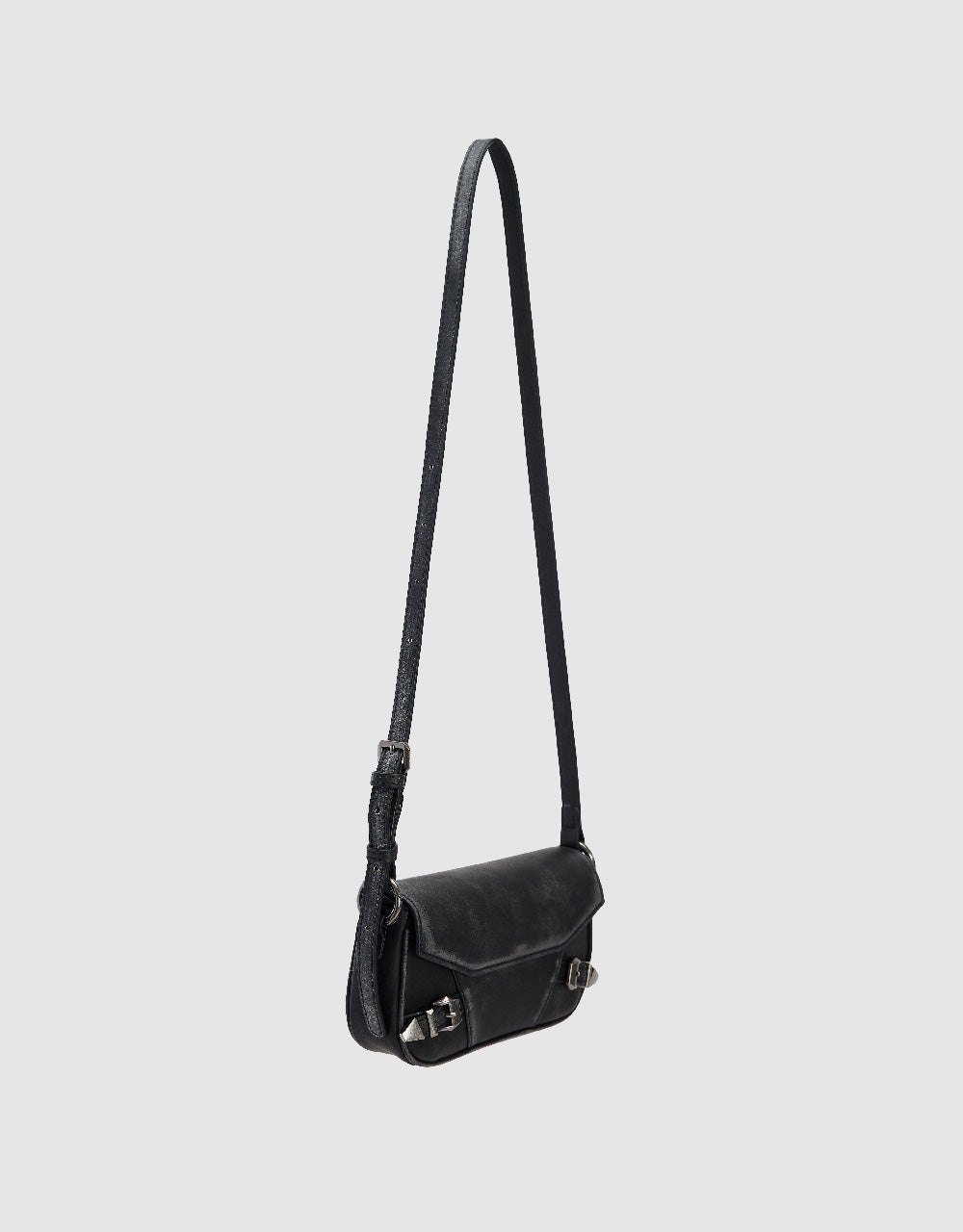 Buckle Décor Vegan Leather Shoulder Bag