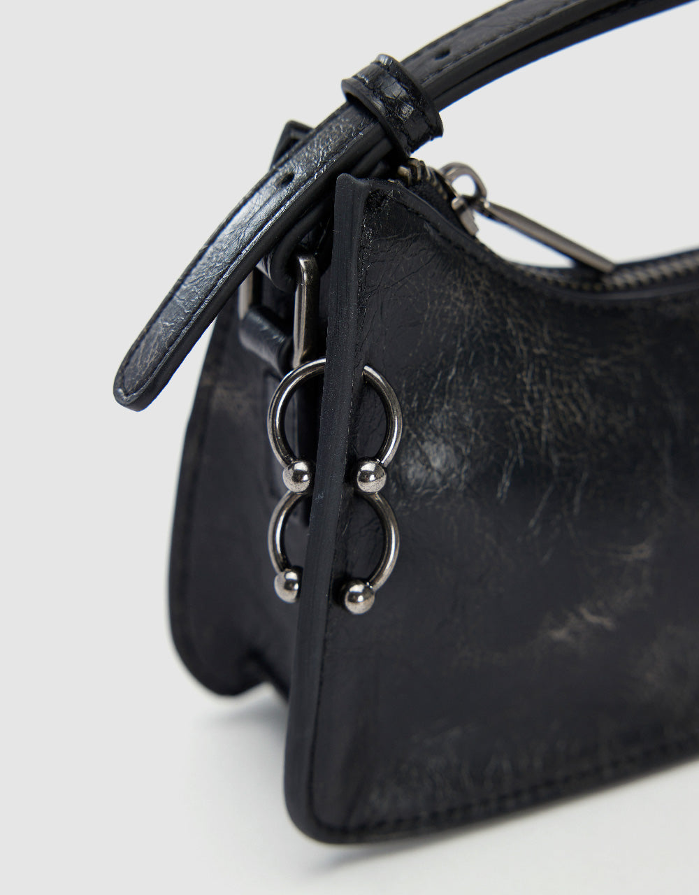 Embossed Vegan Leather Baguette Bag