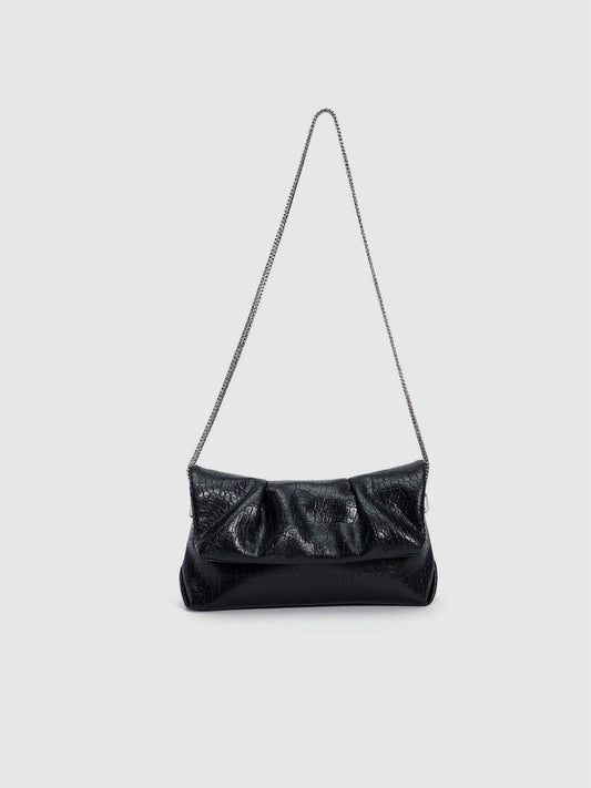 Croc Embossed Vegan Leather Shoulder Bag