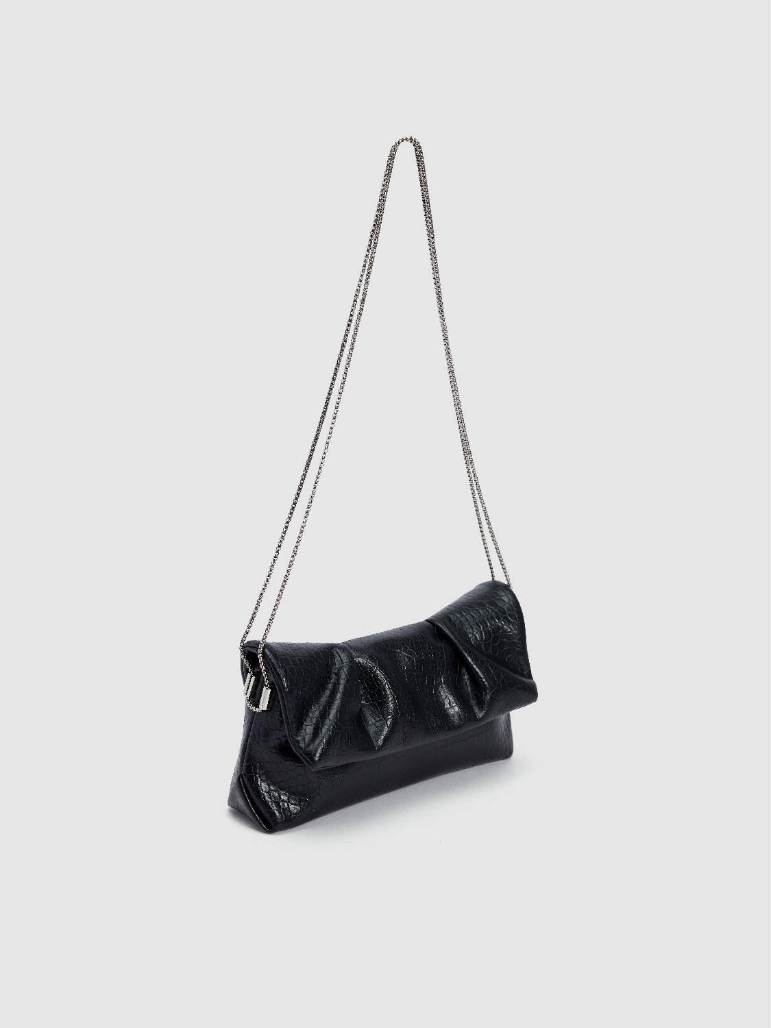 Croc Embossed Vegan Leather Shoulder Bag