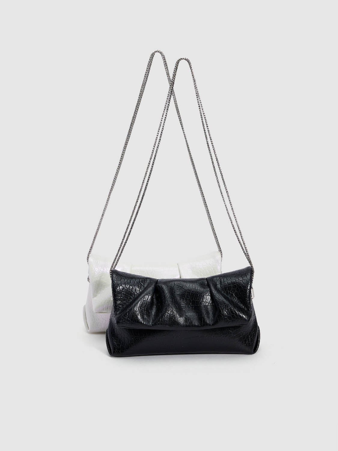 Croc Embossed Vegan Leather Shoulder Bag