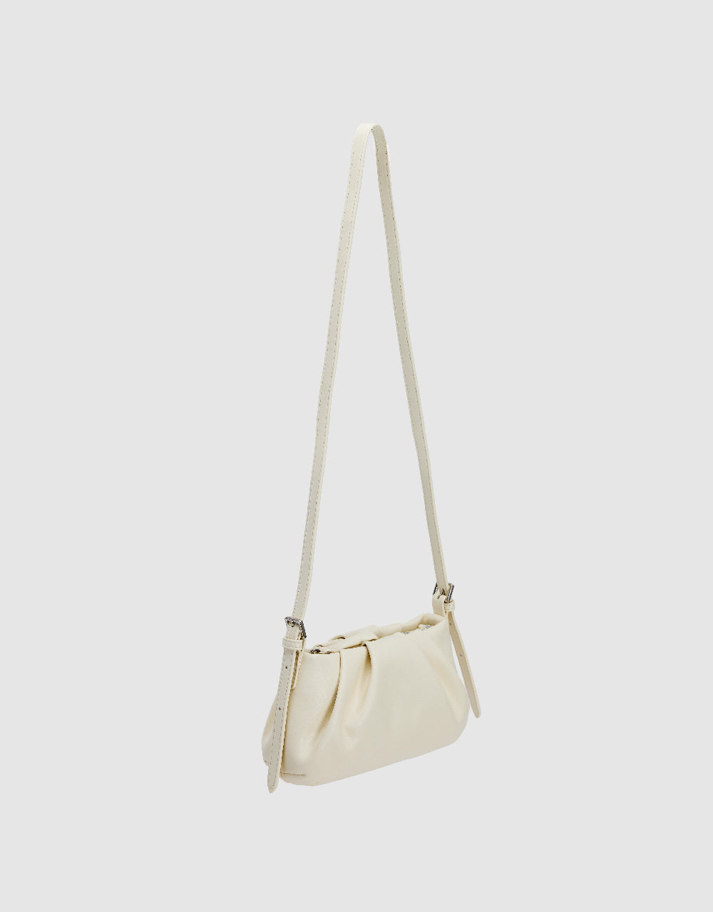 Ruched Vegan Leather Shoulder Bag