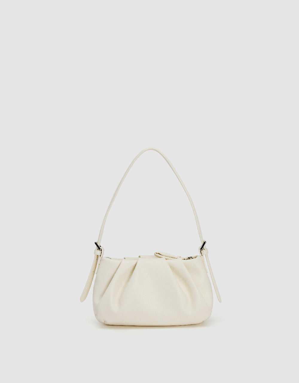 Ruched Vegan Leather Shoulder Bag