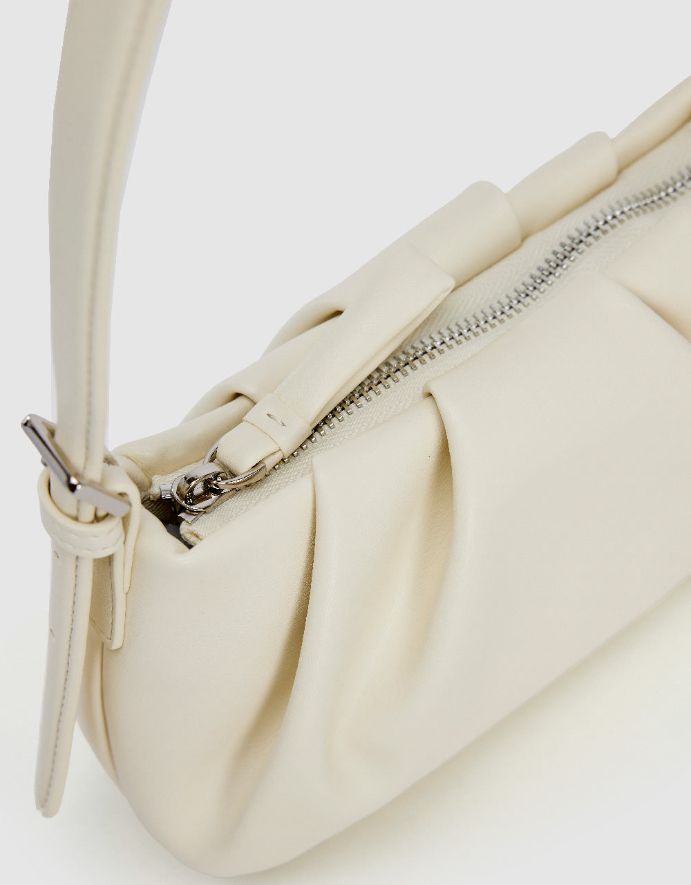 Ruched Vegan Leather Shoulder Bag