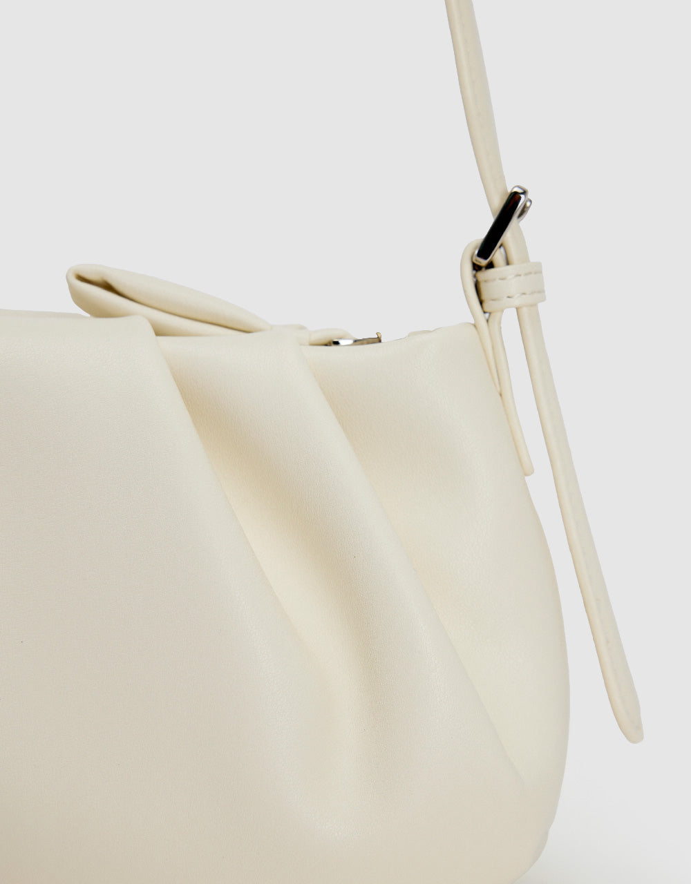 Ruched Vegan Leather Shoulder Bag