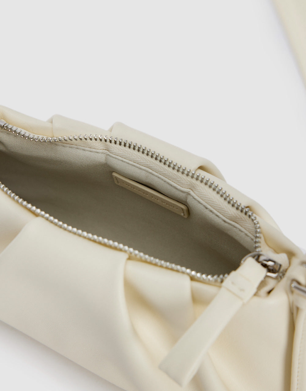 Ruched Vegan Leather Shoulder Bag