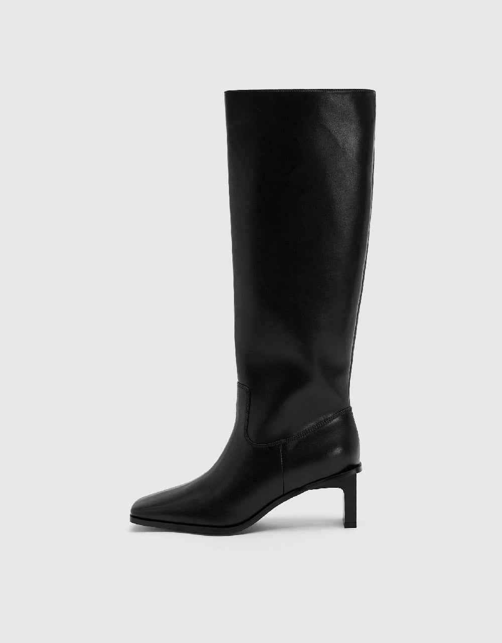 Vegan Leather Square Toe Knee Boots