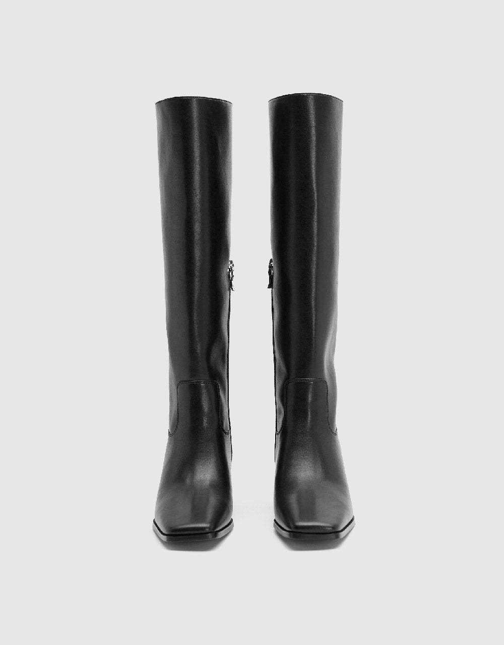 Vegan Leather Square Toe Knee Boots