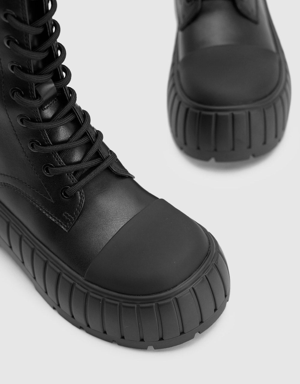 Vegan Leather Round Toe Boots