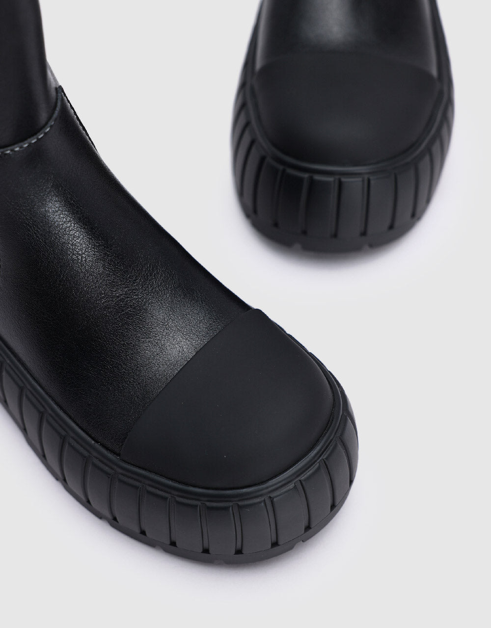 Vegan Leather Round Toe Boots