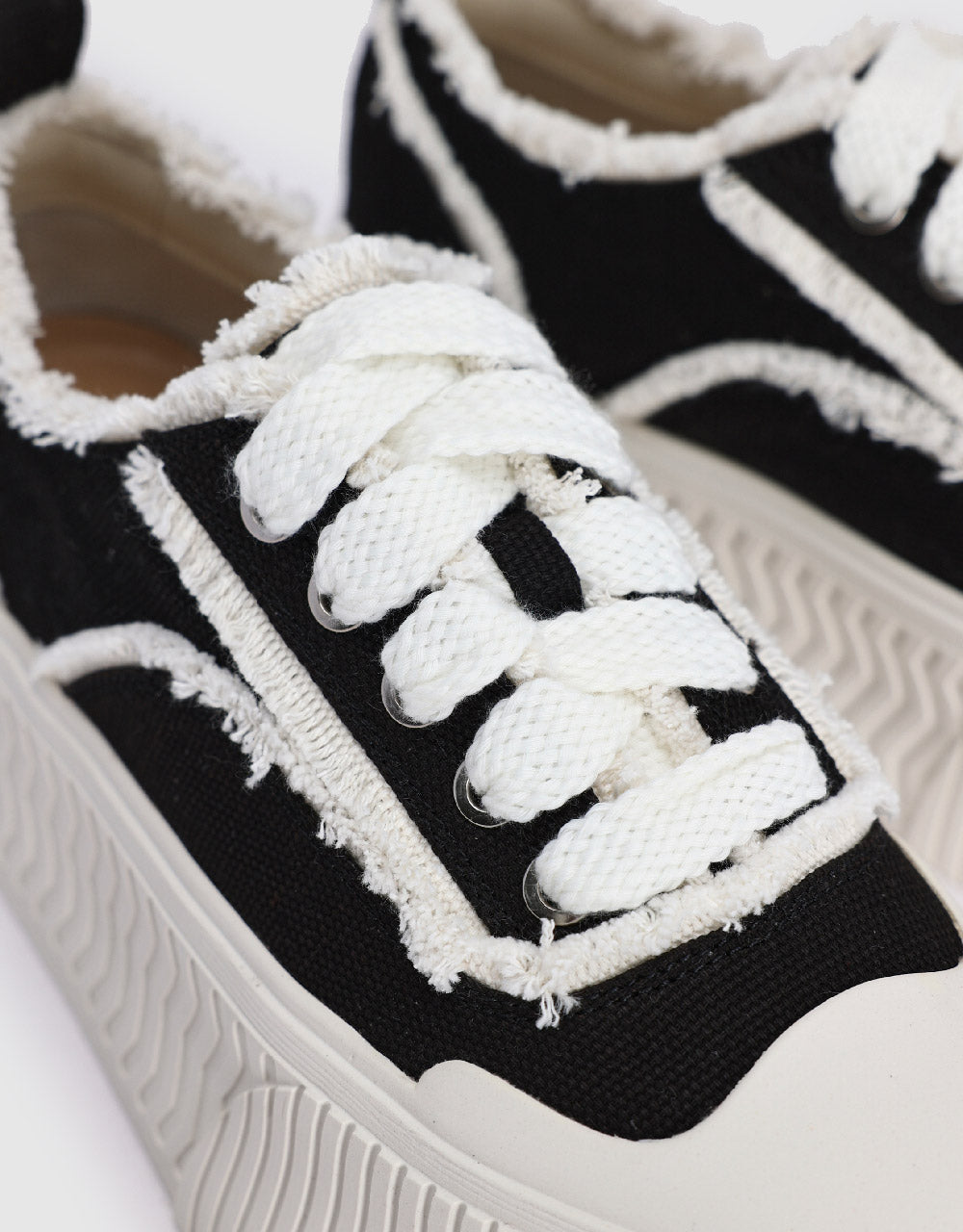 Raw Hem Round Toe Sneakers