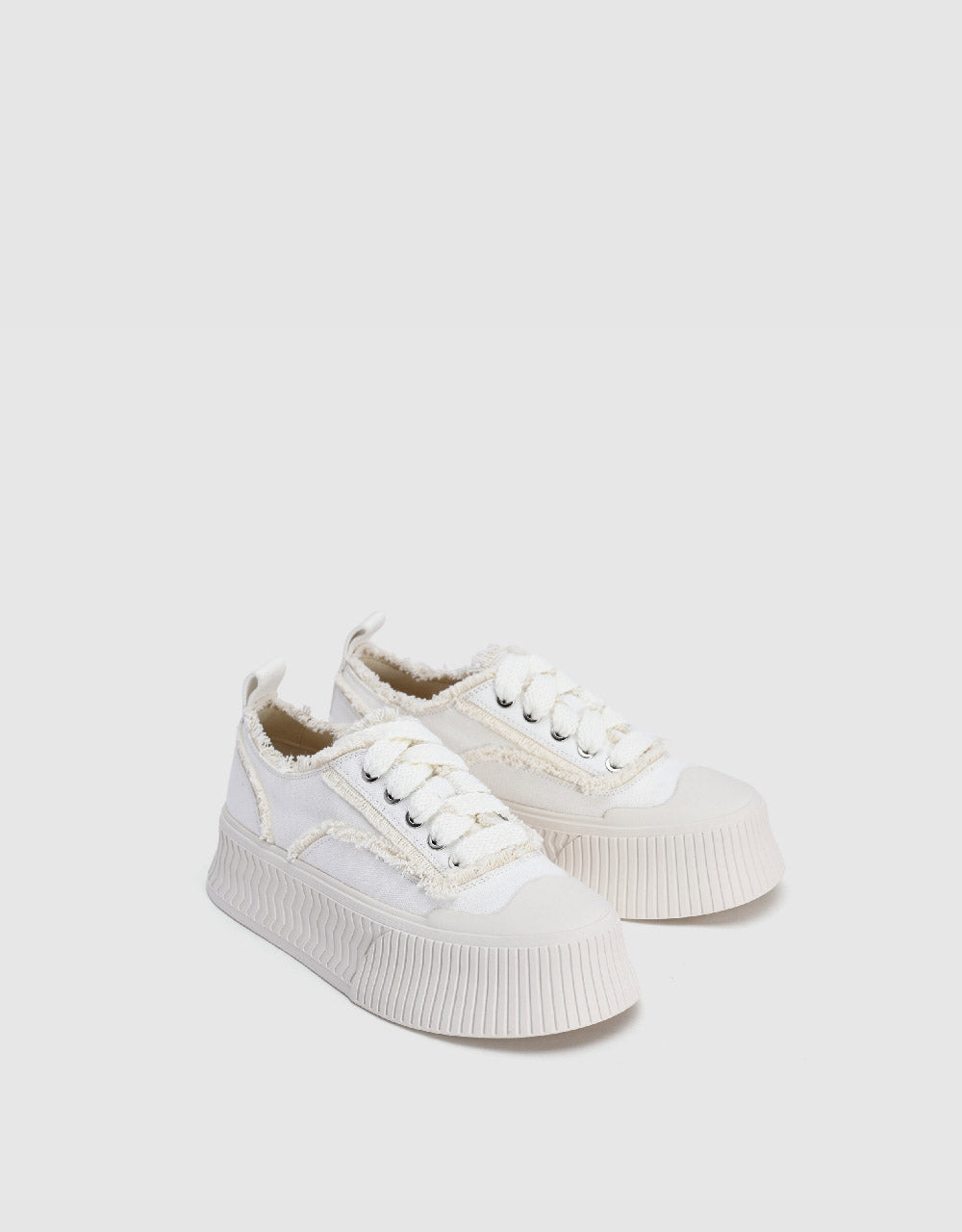 Raw Hem Round Toe Sneakers