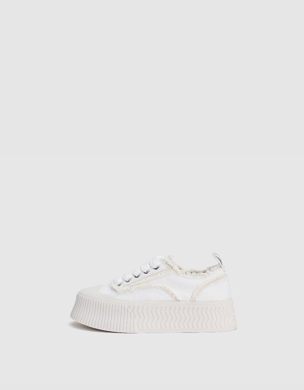 Raw Hem Round Toe Sneakers