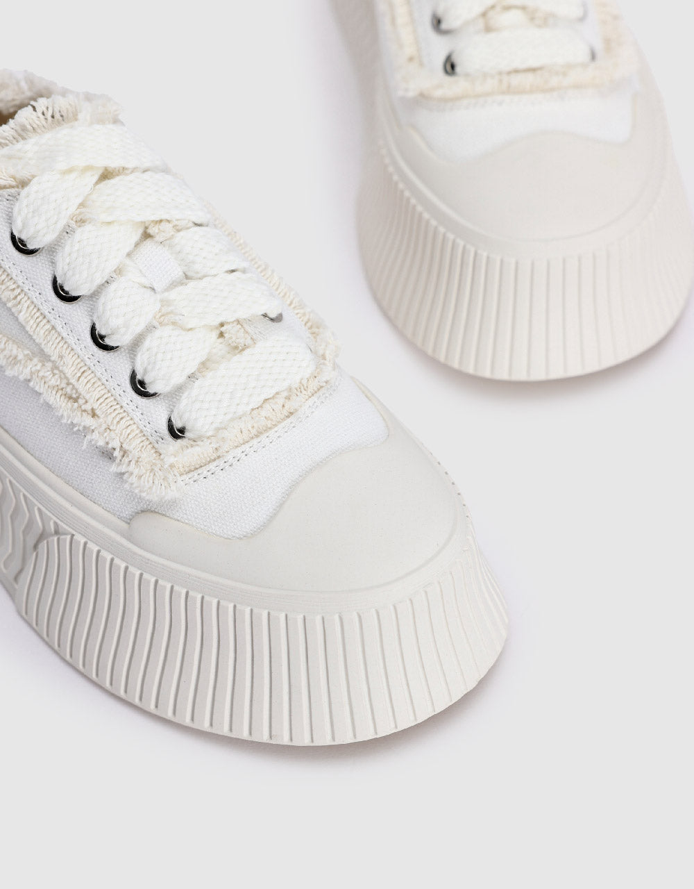 Raw Hem Round Toe Sneakers