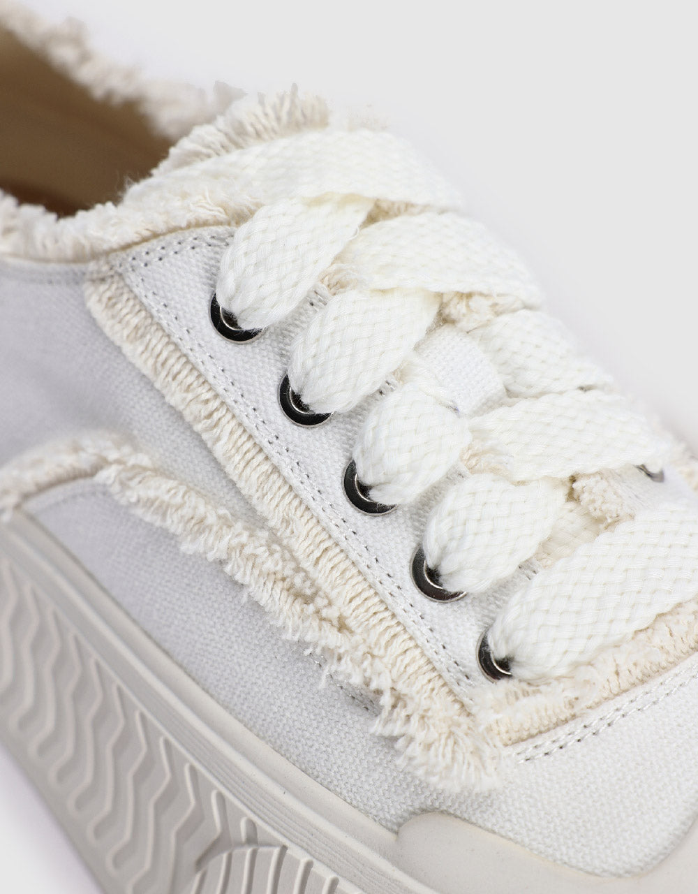 Raw Hem Round Toe Sneakers