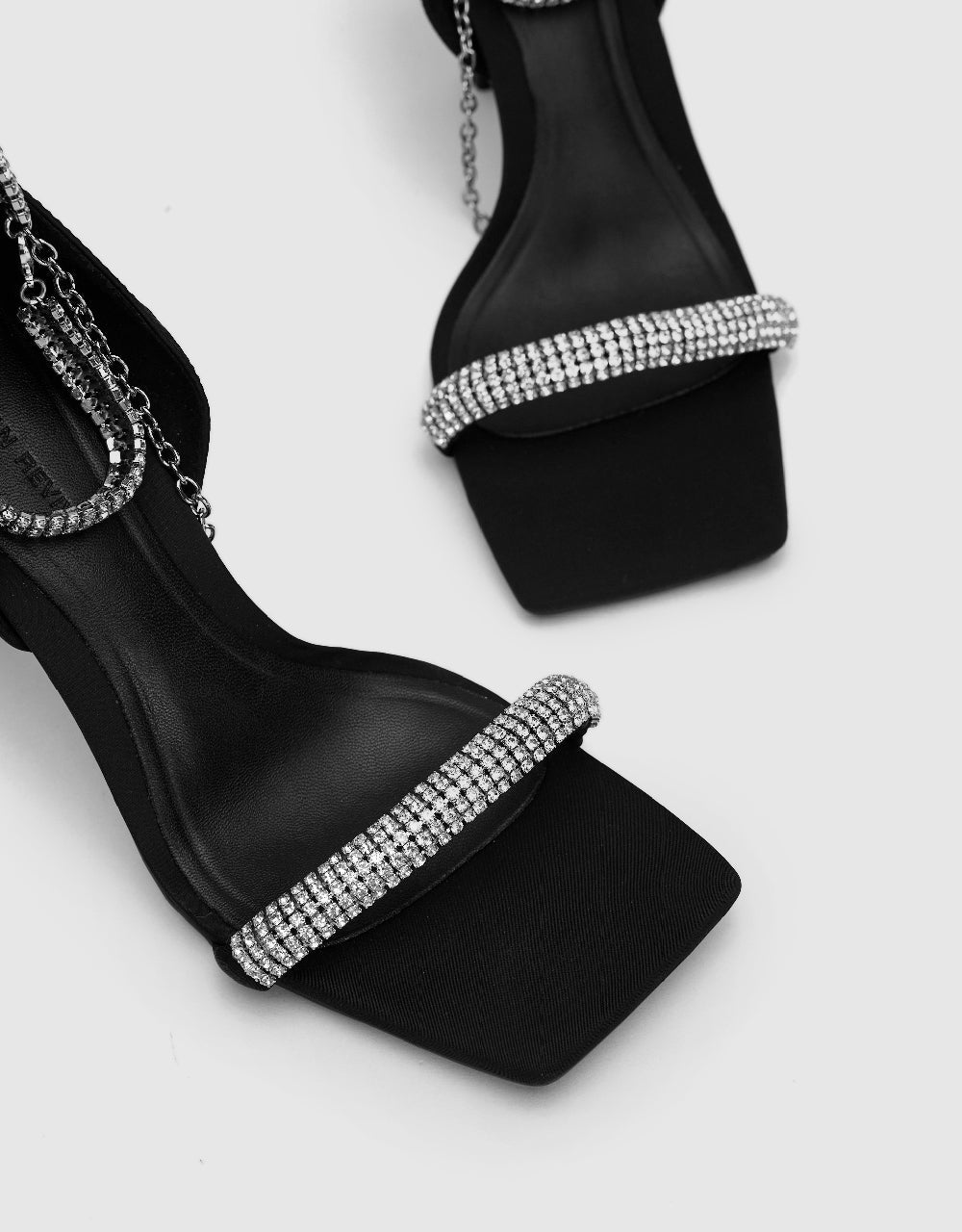 Rhinestone Strap Square Toe Sandals