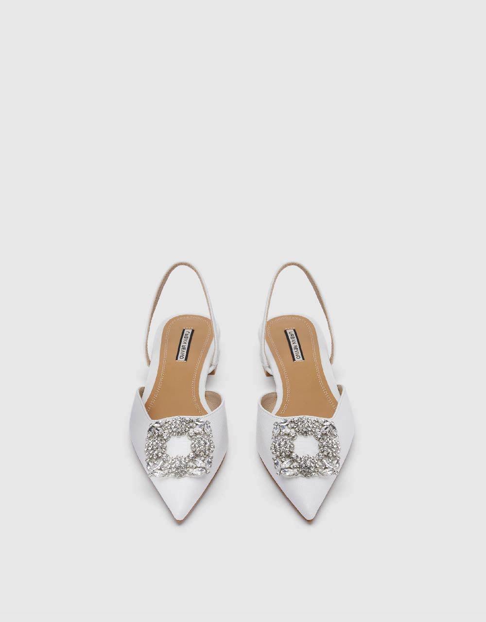 Rhinestone Buckle Décor Pointed Toe Slingbacks