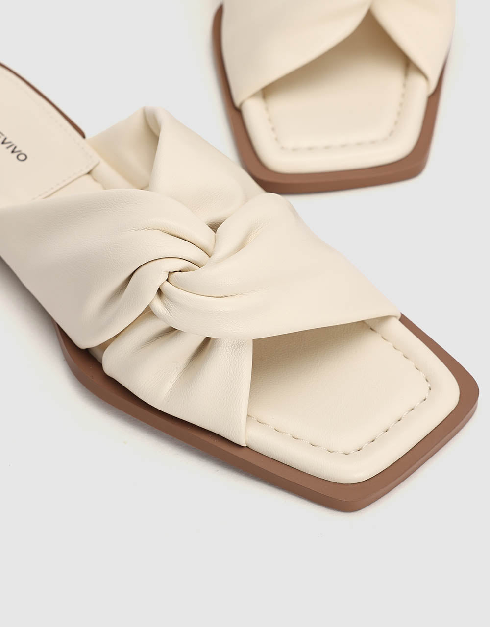 Vegan Leather Square Toe Slippers