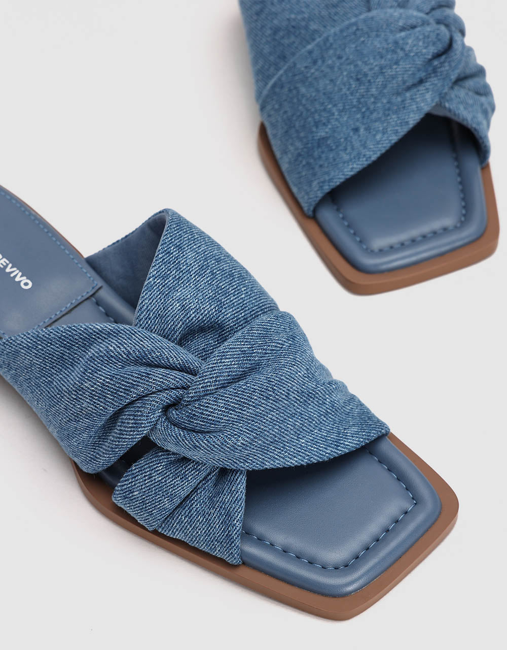 Denim Square Toe Slippers