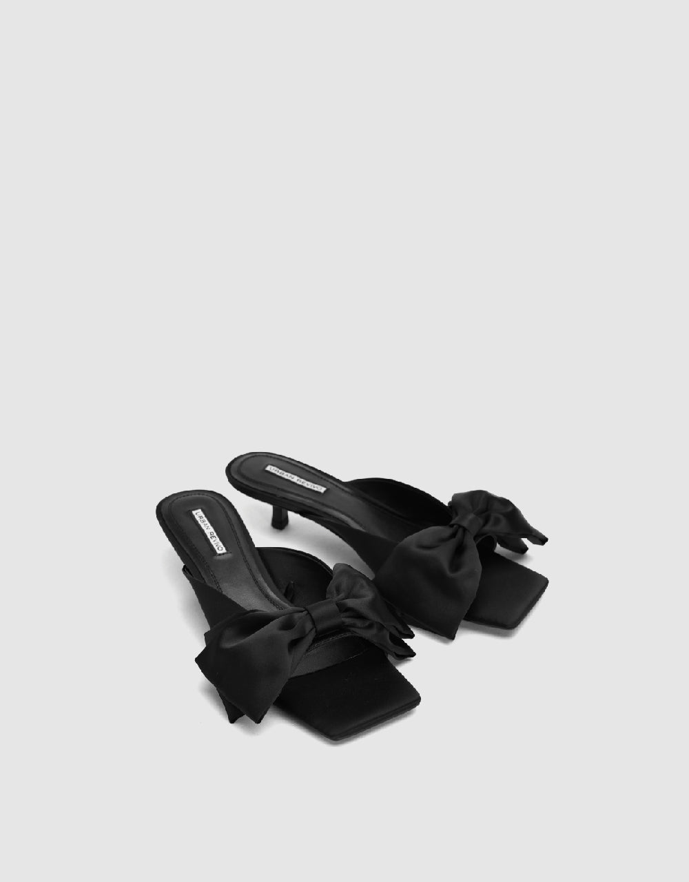 Ribbon Décor Heeled Open Toe Slippers