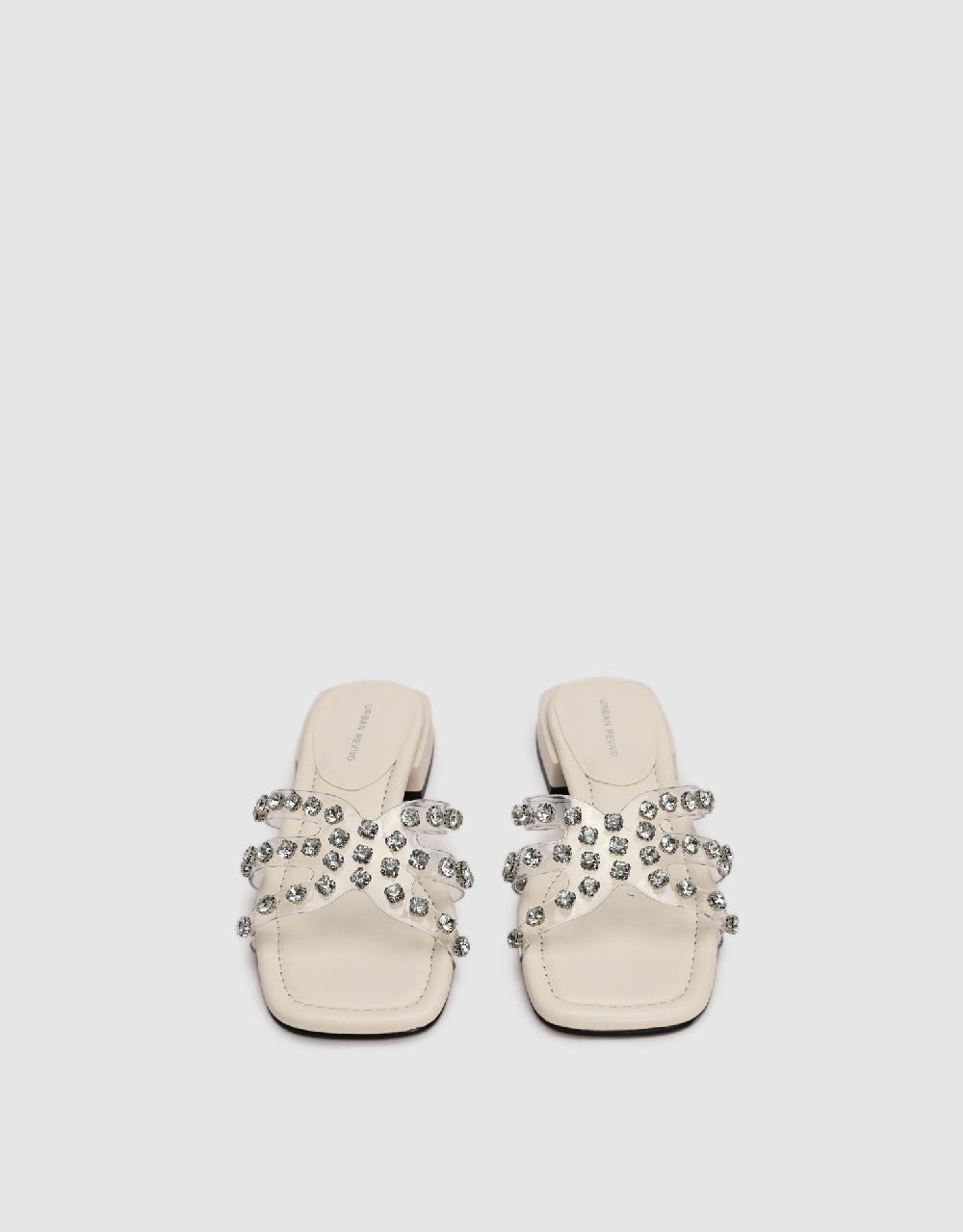 Rhinestone Décor Square Toe Slippers