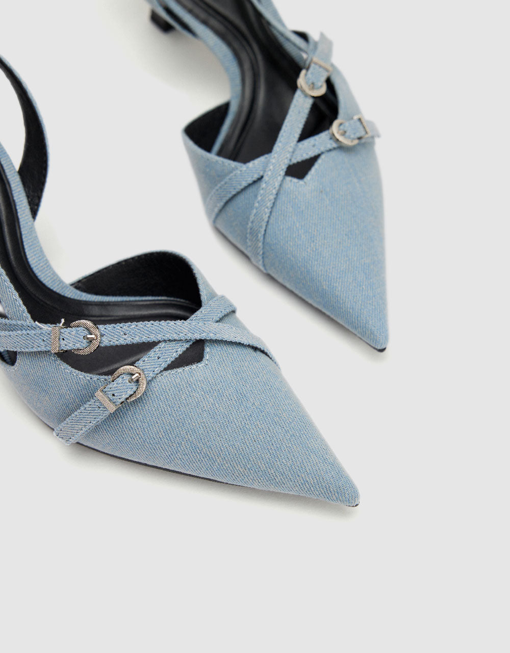 Denim Pointed Toe Slingbacks