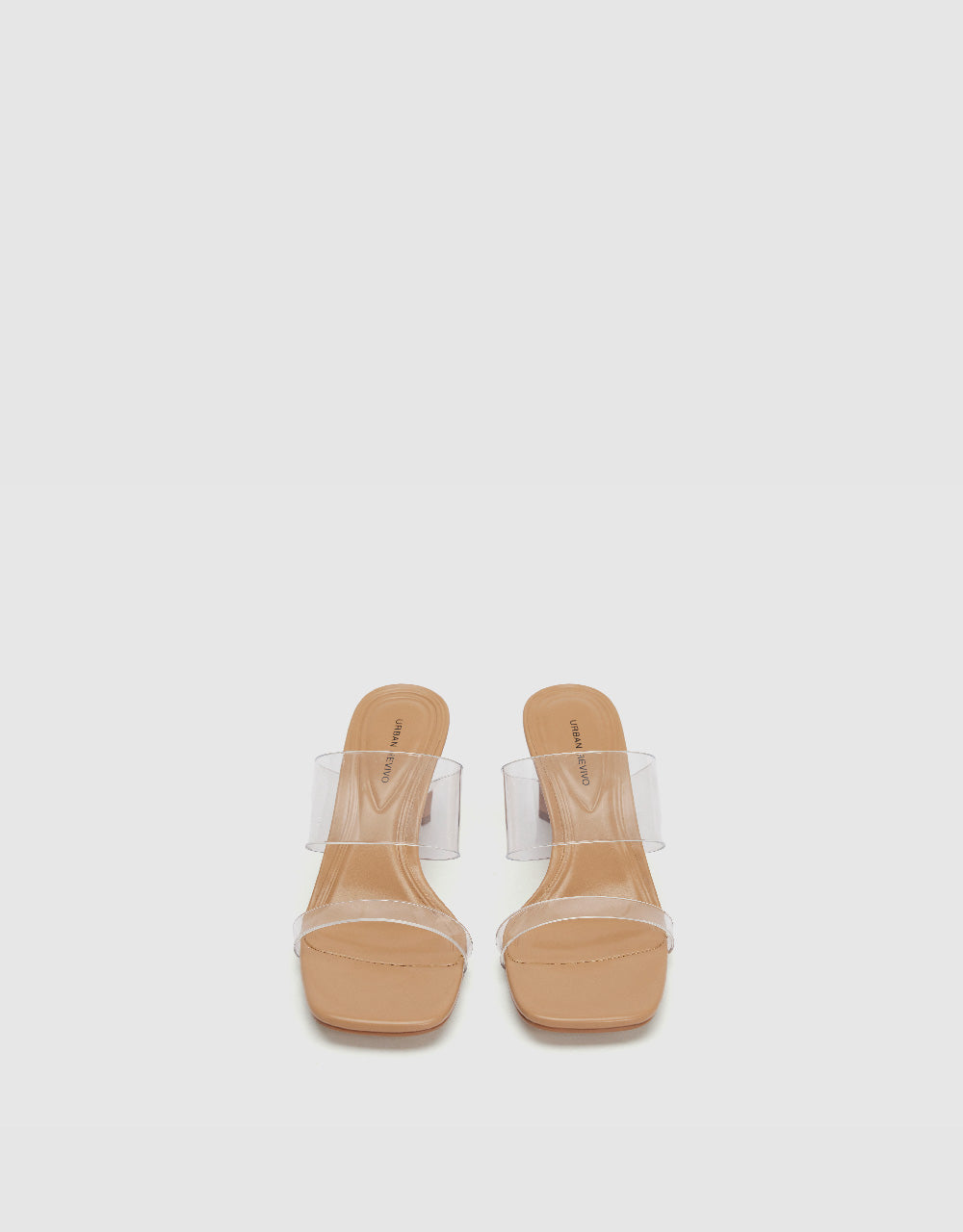 Double Straps Square Toe Heeled Slippers