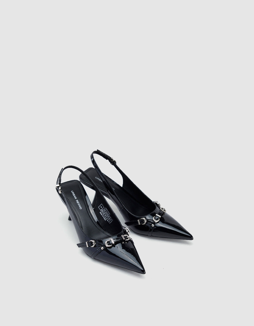 Pointed Toe Vegan Leather Heeled Slingbacks