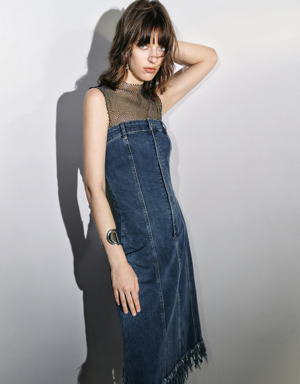 Raw Hem Sleeveless Denim Dress