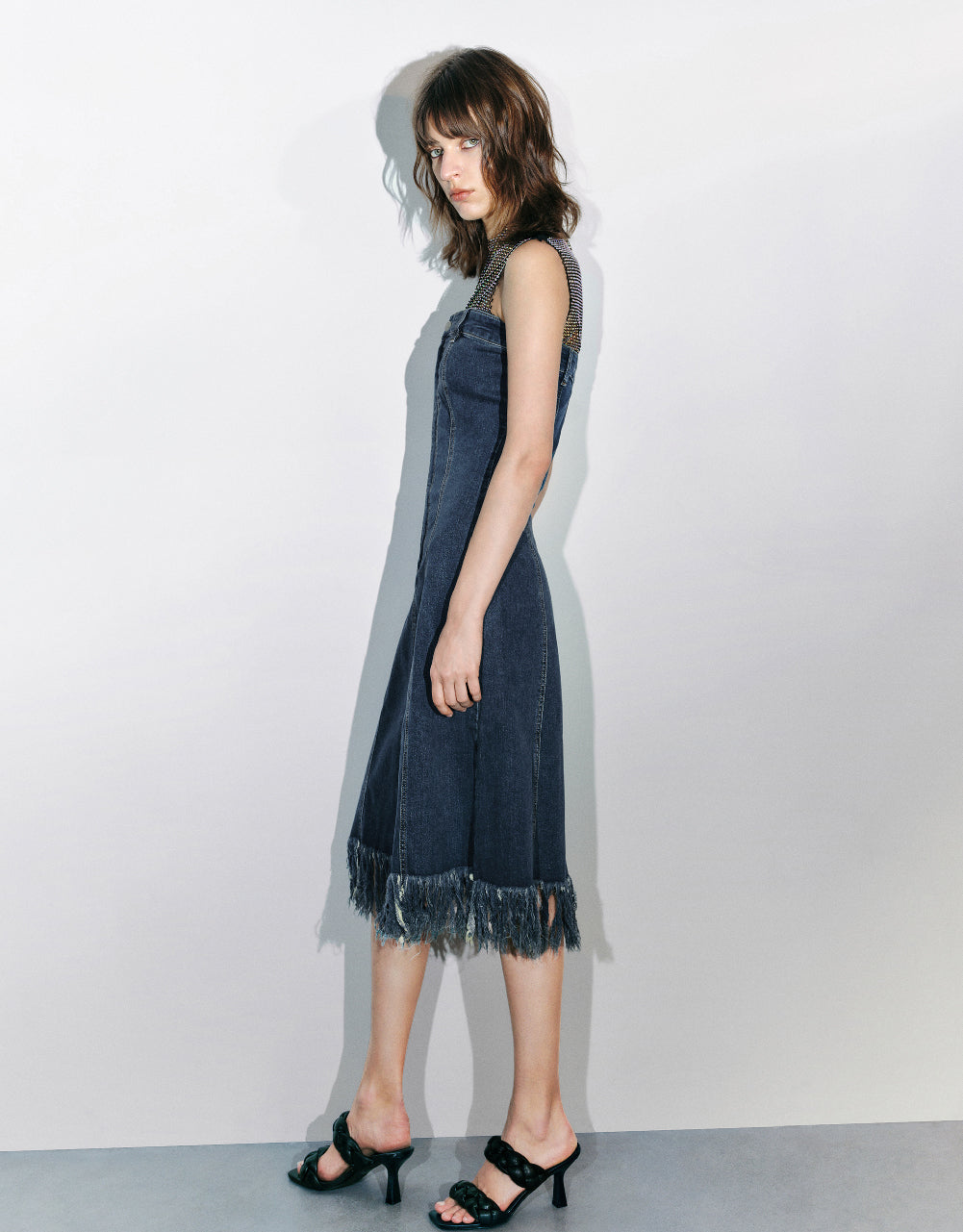 Raw Hem Sleeveless Denim Dress